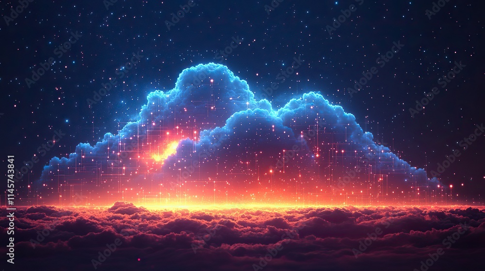 Canvas Prints cloud computing icons represent technology, digital transformation, and internet connectivity.