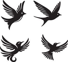 Obraz premium silhouette of clean vector of flying bird isolated