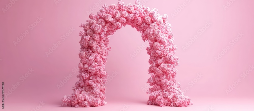 Poster pink rose flower arch in abstract setting designed for product showcasing with ample copy space idea