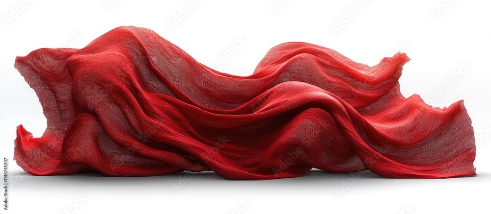 Poster red fabric elegantly flowing against a clean white background showcasing movement and texture ideal 