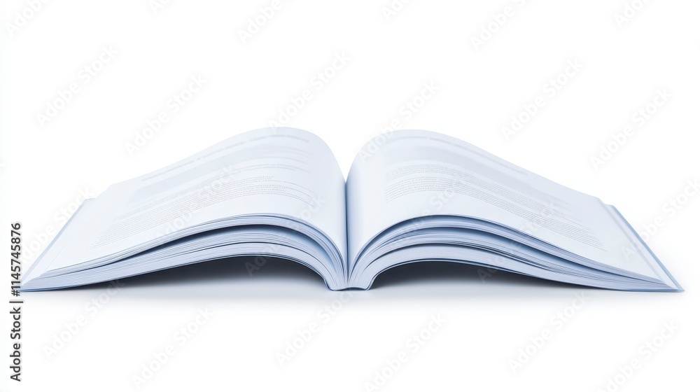 Poster an open book displaying blank pages, symbolizing potential and creativity in writing or documentatio