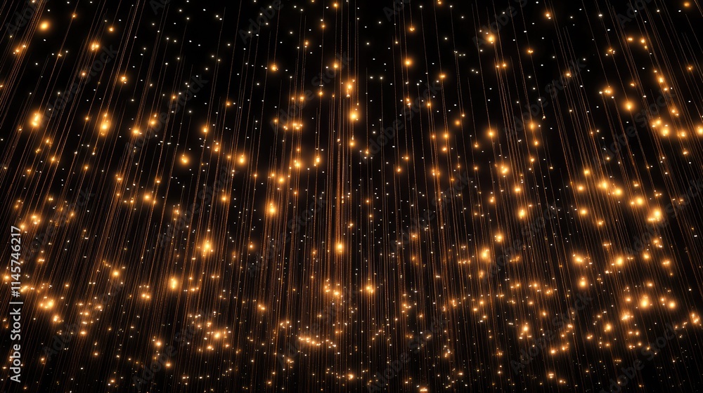 Aufkleber serene night sky adorned with cascading string lights creating a magical ambiance and shimmering gol