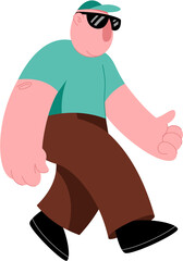 Hand-drawn obese guy illustration. Obesity cartoon character in flat vector style.