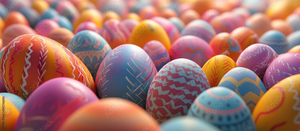 Poster vibrant assortment of colorful easter eggs in various patterns creating a festive and cheerful atmos