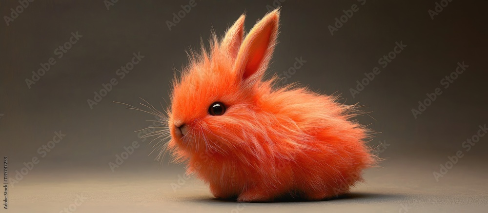 Poster adorable fluffy red rabbit creature with oversized ears on a neutral background perfect for playful 