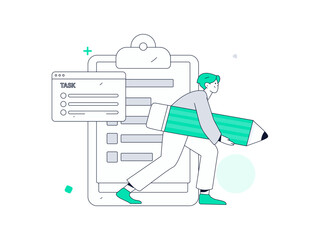 Invite friends to conduct questionnaire flat vector concept operation hand drawn illustration
