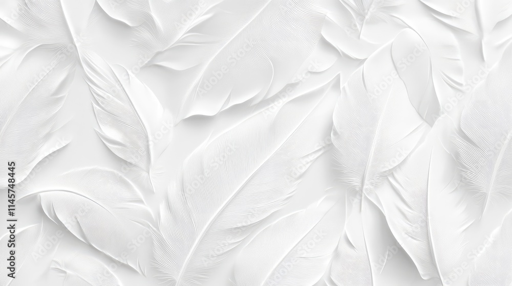 Poster soft elegant white feather texture background for calming and serene design projects. perfect for wa