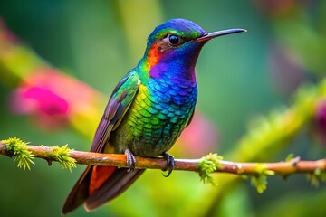Fototapeta premium Hummingbird sitting in a branch 