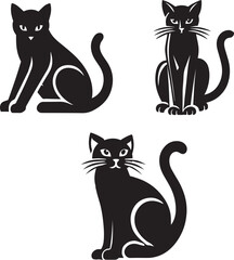 silhouette of clean vector of sitting cat isolated