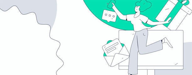 Invite friends to conduct questionnaire flat vector concept operation hand drawn illustration
