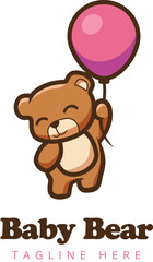 baby bear holding a balloon logo