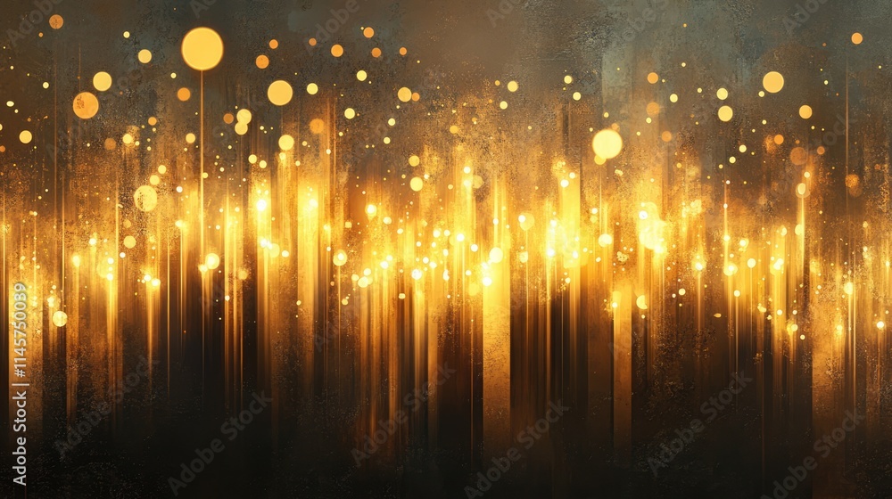 Aufkleber golden candles glowing amidst sparkling lights with a blurred abstract background creating a warm fe