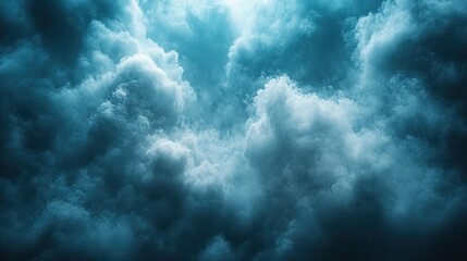 Dark clouds fill the sky, creating an abstract outdoor background, representing storms, climate change, and the environment, with light smoke and air adding a touch of winter fantasy.