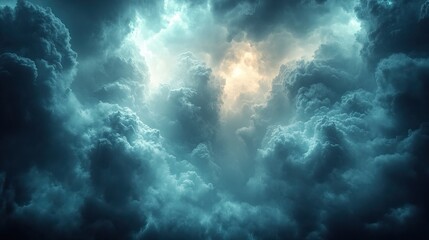 Fototapeta premium Dark clouds fill the sky, creating an abstract outdoor background, representing storms, climate change, and the environment, with light smoke and air adding a touch of winter fantasy.
