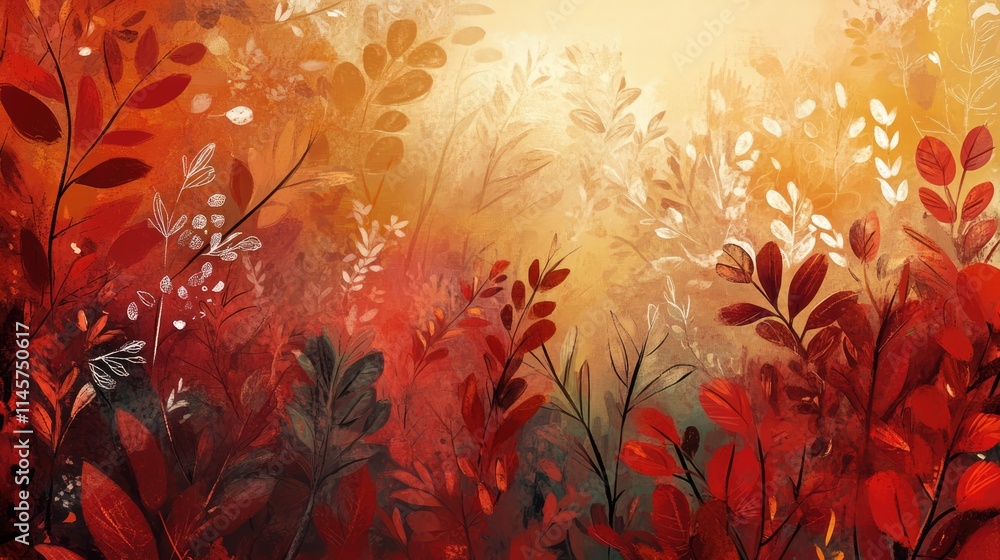 Poster autumn foliage background with vibrant colors and soft light creating a warm and inviting atmosphere