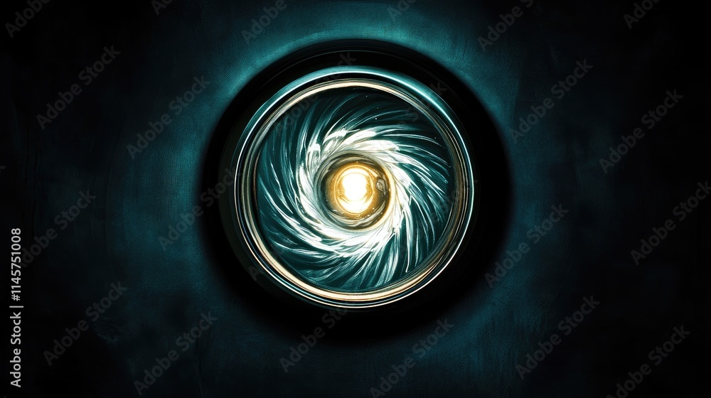 Poster bright spiral incandescent lamp against dark backdrop with unique swirling design creating an elegan