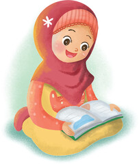 Cute girl reading book