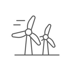 Wind turbine icon. Simple outline style. Windmill, wind power, working from power of wind, energy converter, renewable energy concept. Thin line symbol. Vector illustration isolated. Editable stroke.