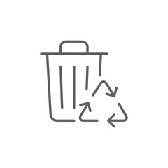 Recycle bin icon. Simple outline style. Rubbish, reuse, waste, pollution, recycling, garbage, container, trash, environment concept. Thin line symbol. Vector illustration isolated. Editable stroke.