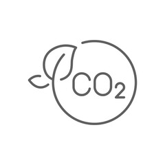 Obraz premium Carbon neutrality icon. Simple outline style. CO2 neutral, carbon emission, reduce, eco, leave, reduction, sustainable concept. Thin line symbol. Vector illustration isolated. Editable stroke.