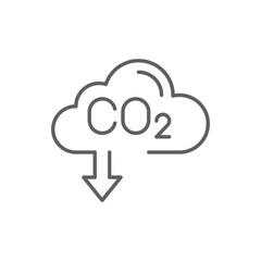 Carbon absorbing icon. Simple outline style. CO2 emissions, carbon dioxide reduction, low, reduce, neutral, environment concept. Thin line symbol. Vector illustration isolated. Editable stroke.