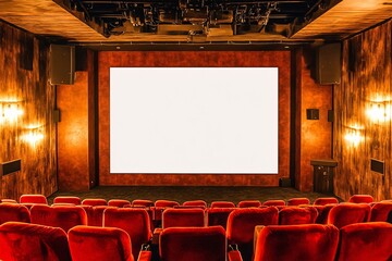 Fototapeta premium Empty Cinema Hall with Red Seats