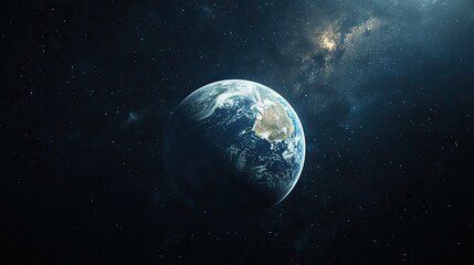 Obraz premium Earth and its moon hang in the vastness of space, a dark universe background for adventure and exploration, a wallpaper design showcasing the beauty of our planet and its satellite.