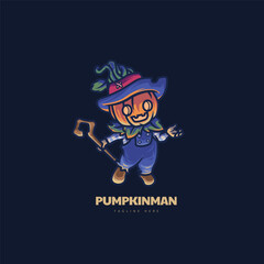 friendly halloween pumpkin man logo