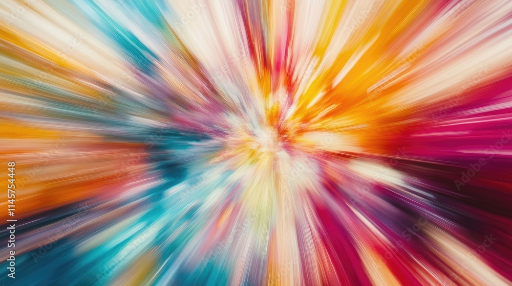 Poster vibrant abstract splash of colors with radial blur creating a dynamic and energetic background suita