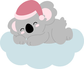 Koala Character Cozy Sleep On Cloud Nursery Element
