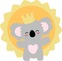 Koala Character Cozy Sleep On Sun Nursery Element