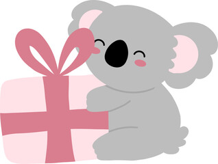 Koala Character Gift Box Birthday Nursery Element