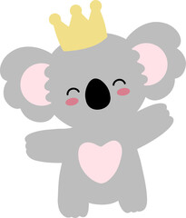 Koala Character King Crown Nursery Element