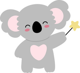 Fototapeta premium Koala Character Magic Witch Nursery Element
