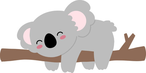 Koala Character Nature Sleep On Tree Nursery Element