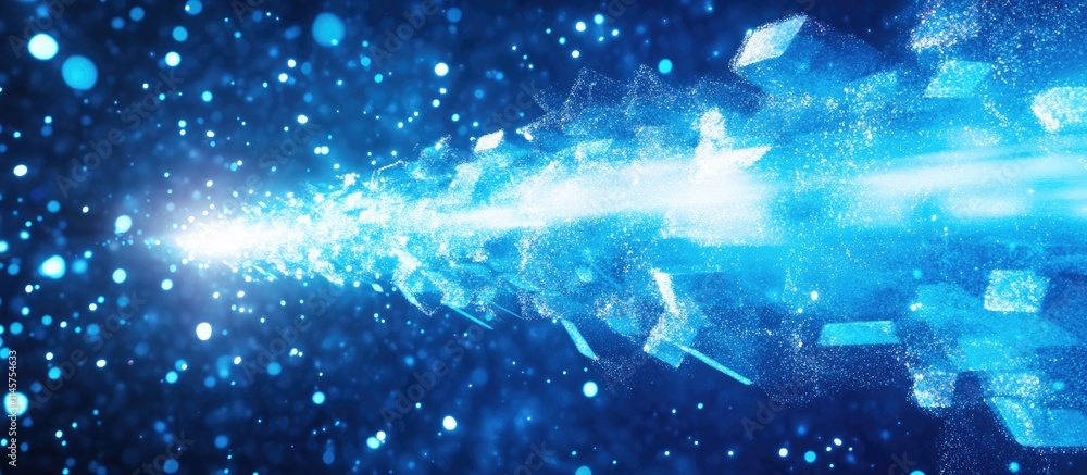 Poster abstract representation of light beams in a cosmic space illustrating the concept of speed movement 