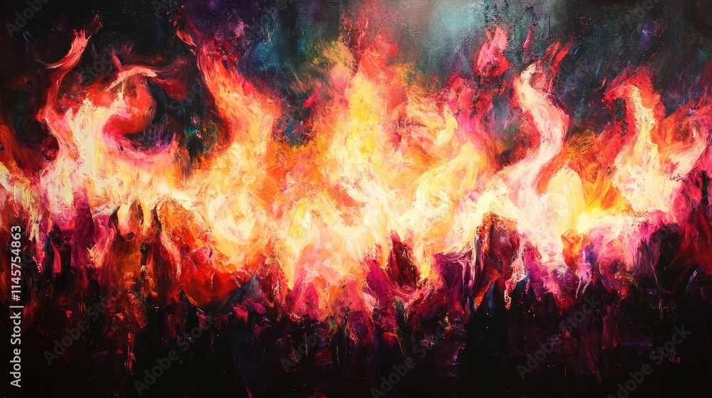 Aufkleber vibrant abstract depiction of bright flames in vivid colors creating a dynamic and captivating fire 