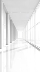 Obraz premium White Corridor with Floor-to-Ceiling Windows