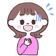 強がる女性正面イラスト