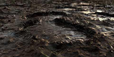 Mud Soil Footprints Texture Nature High Resolution 8k Realistic Dark Brown Earth Ground Water Wet