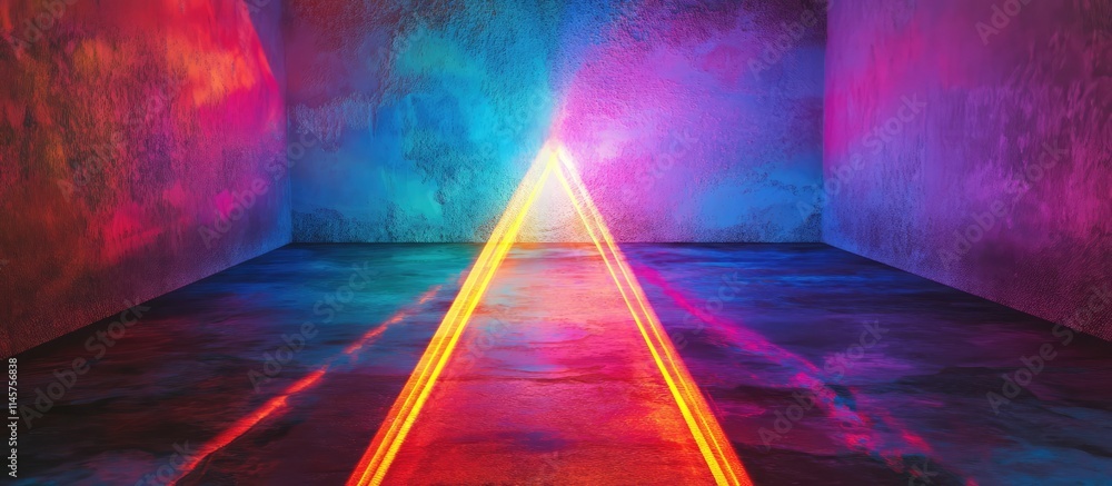 Poster neon colored abstract background with holographic effect and vibrant gradients creating a dynamic an