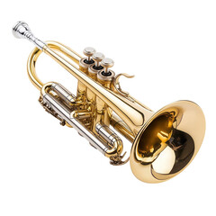 Brass trumpet transparent background musical instrument studio setting close-up view vibrant design