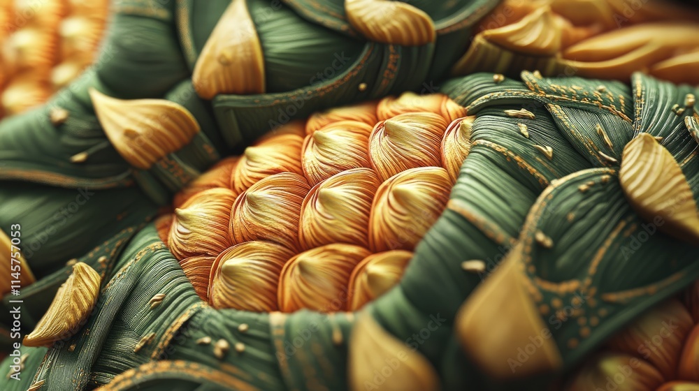 Poster pineapple exterior texture showcasing intricate macro details of the outer cover and vibrant color p