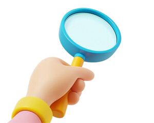 Hand Holding a Blue Magnifying Glass