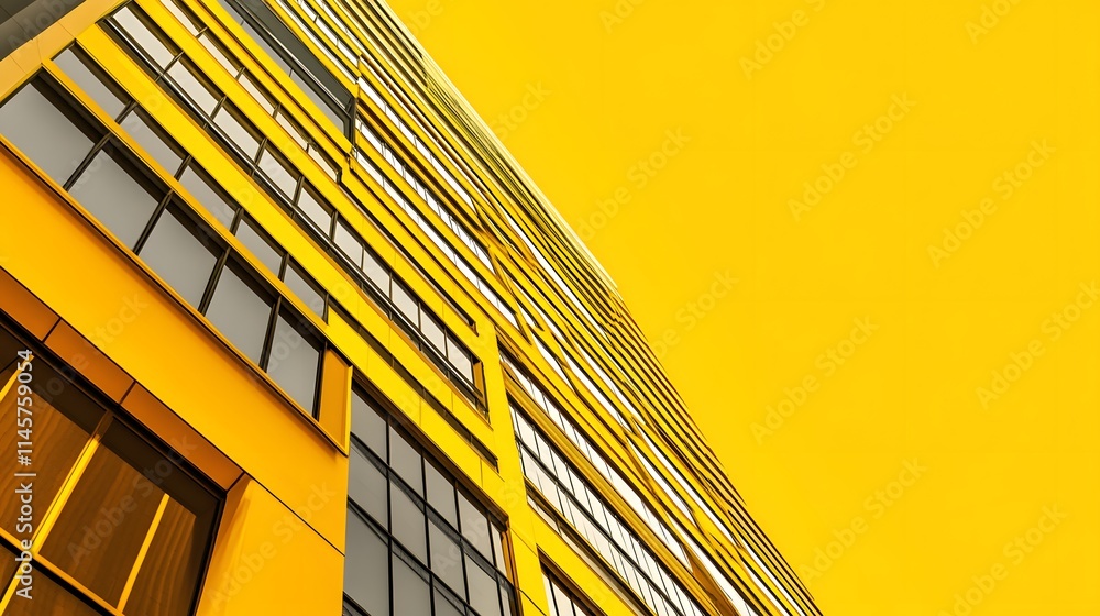Poster yellow building facade with window pattern