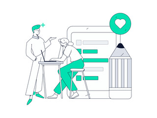 Invite friends to conduct questionnaire flat vector concept operation hand drawn illustration
