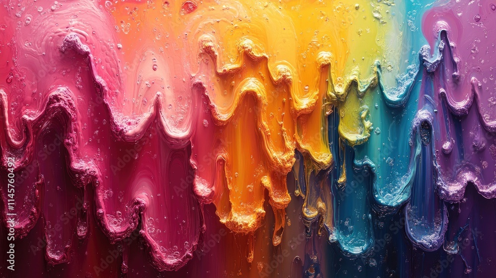 Poster abstract colorful waves of paint in vibrant hues creating a visually striking and textured backdrop 
