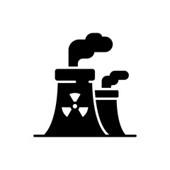 Radiation pollution icon. Simple solid style. Nuclear, power plant, experiment, smoke, industry, environment, technology concept. Black silhouette, glyph symbol. Vector illustration isolated.