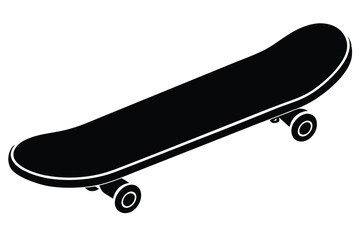 Black and white hand-drawn skateboard icon silhouette isolated on a white background. Skateboard clipart vector silhouette EPS File