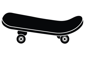 Black and white hand-drawn skateboard icon silhouette isolated on a white background. Skateboard clipart vector silhouette EPS File